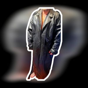 Vintage “King Size”  floor length trench coat real leather has belt
